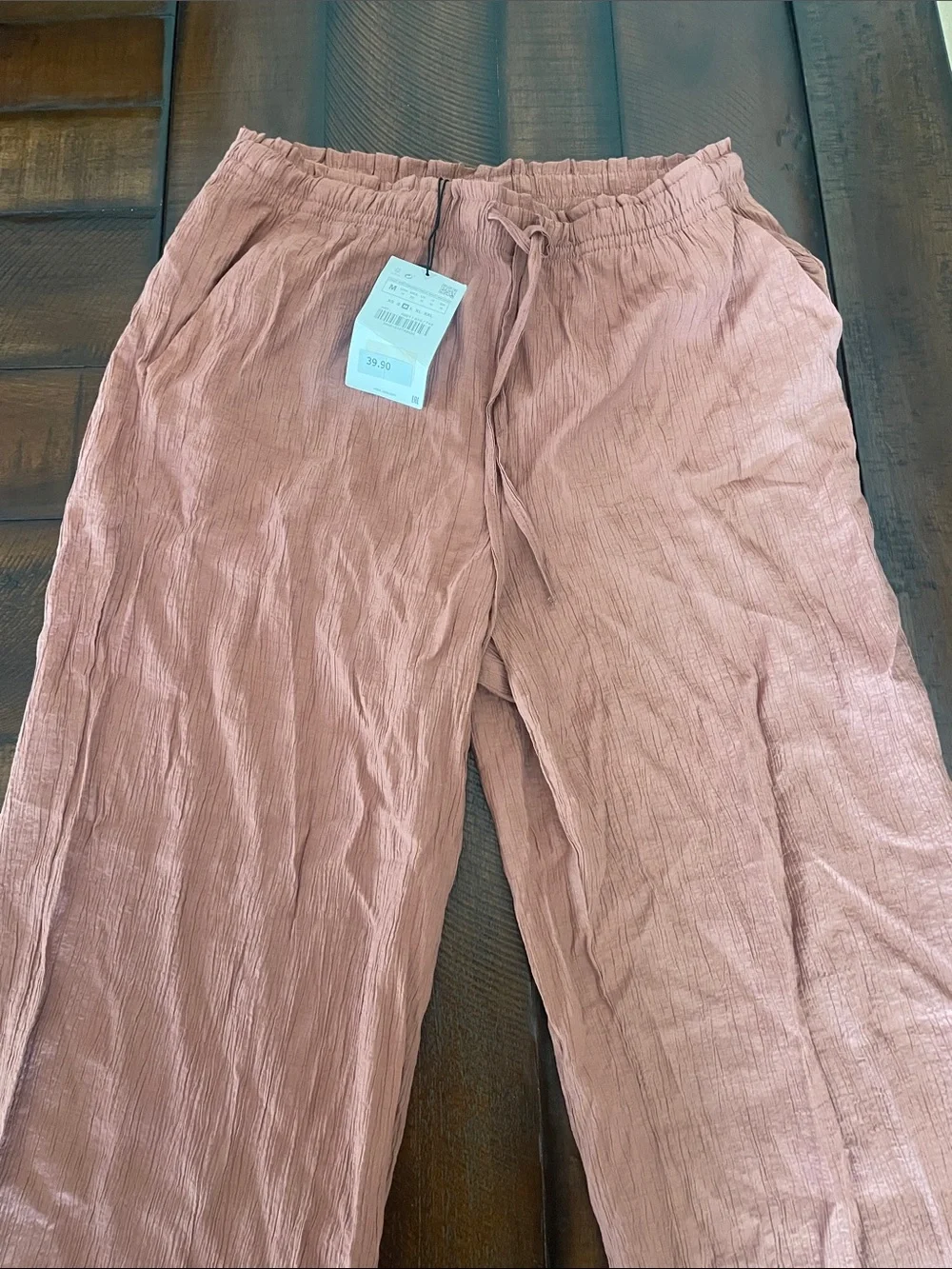 Zara Women’s Drawstring Linen-Blend Pants - Rose